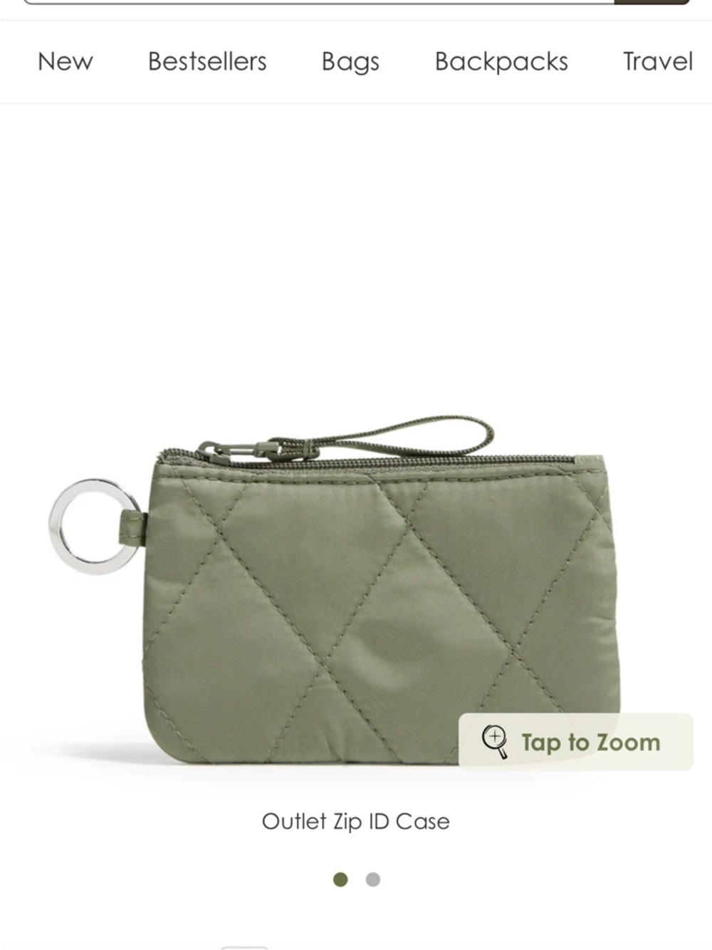 NWOT Vera Bradley Outlet Zip ID Case
in Ultralight in Deep Lichen Green